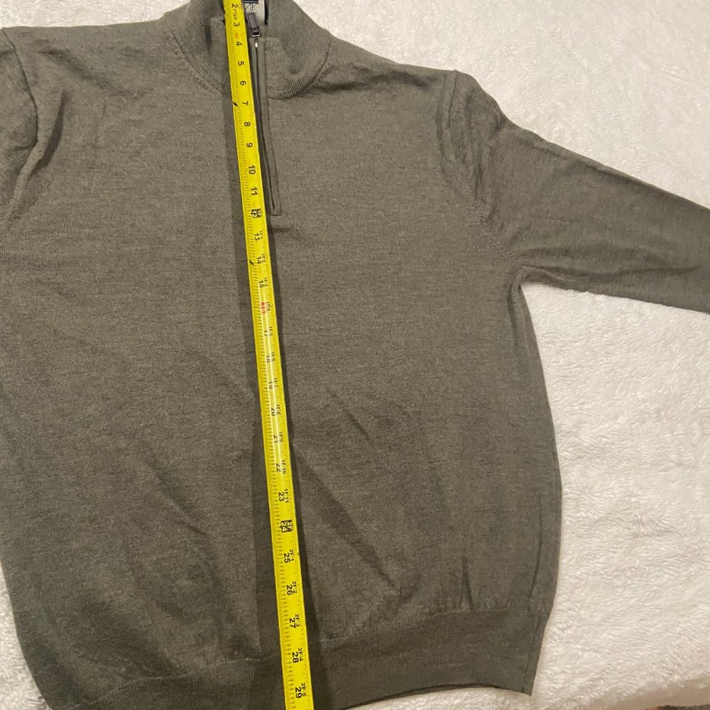 Olive Green 100% Italian Sheep Wool Sweater, Sz M - Picture 12 of 15